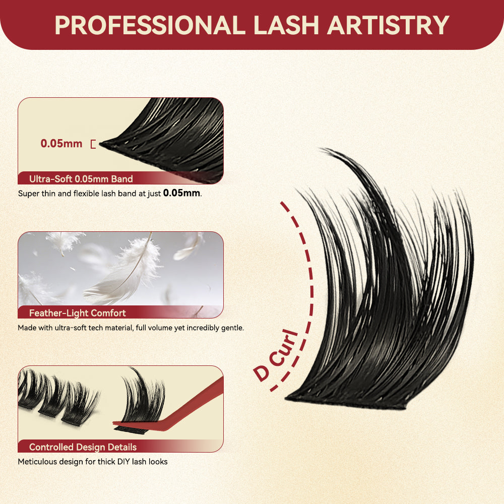 Fulluxy Velvet Flood Lash Clusters | Lash Only Spike Tip D Curl