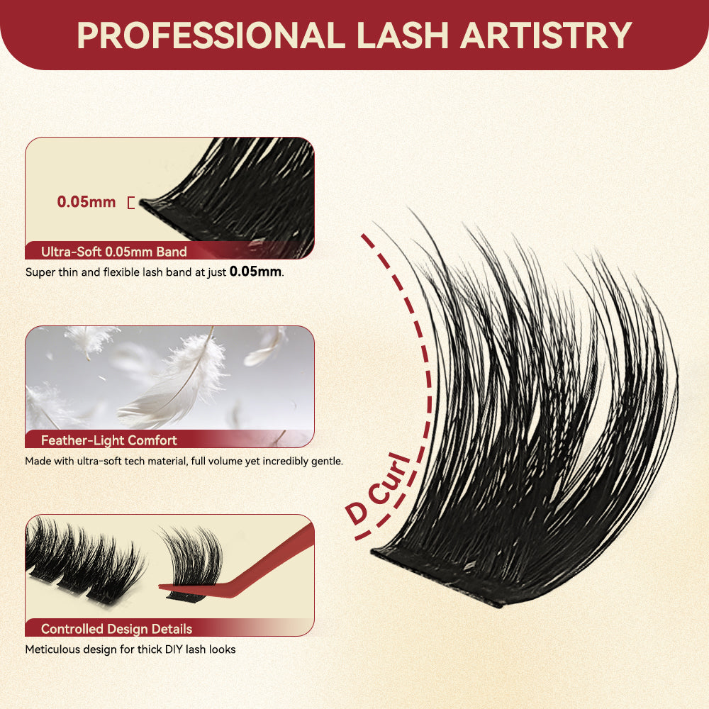 Fulluxy Diamond Stack Lash Clusters | Lash Only D Curl Multi-Length Volume