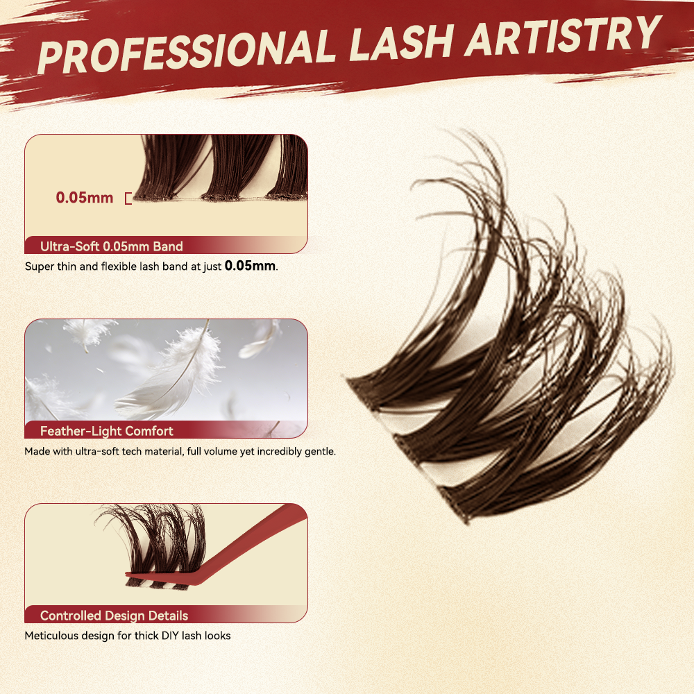 Fulluxy Brown Echo Lash Clusters | Lash Only Brown D Curl Volume