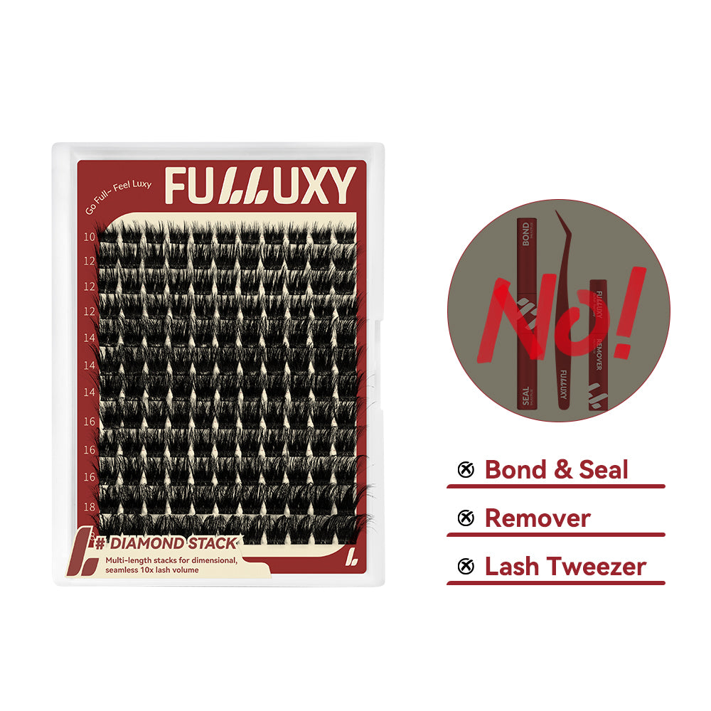Fulluxy Diamond Stack Lash Clusters | Lash Only D Curl Multi-Length Volume
