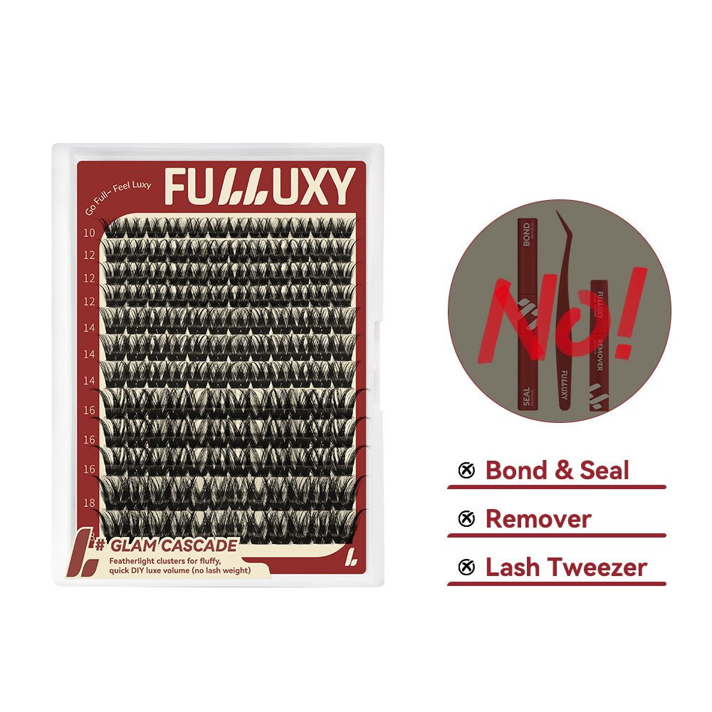 Fulluxy Glam Cascade Lash Clusters | Lash Only D Curl Cascading Volume