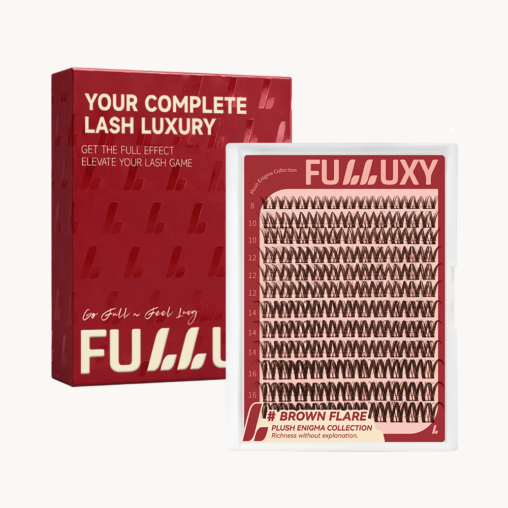 Fulluxy Braune Flare-Wimpern-Cluster | Nur Wimpern Braun D-Schwung