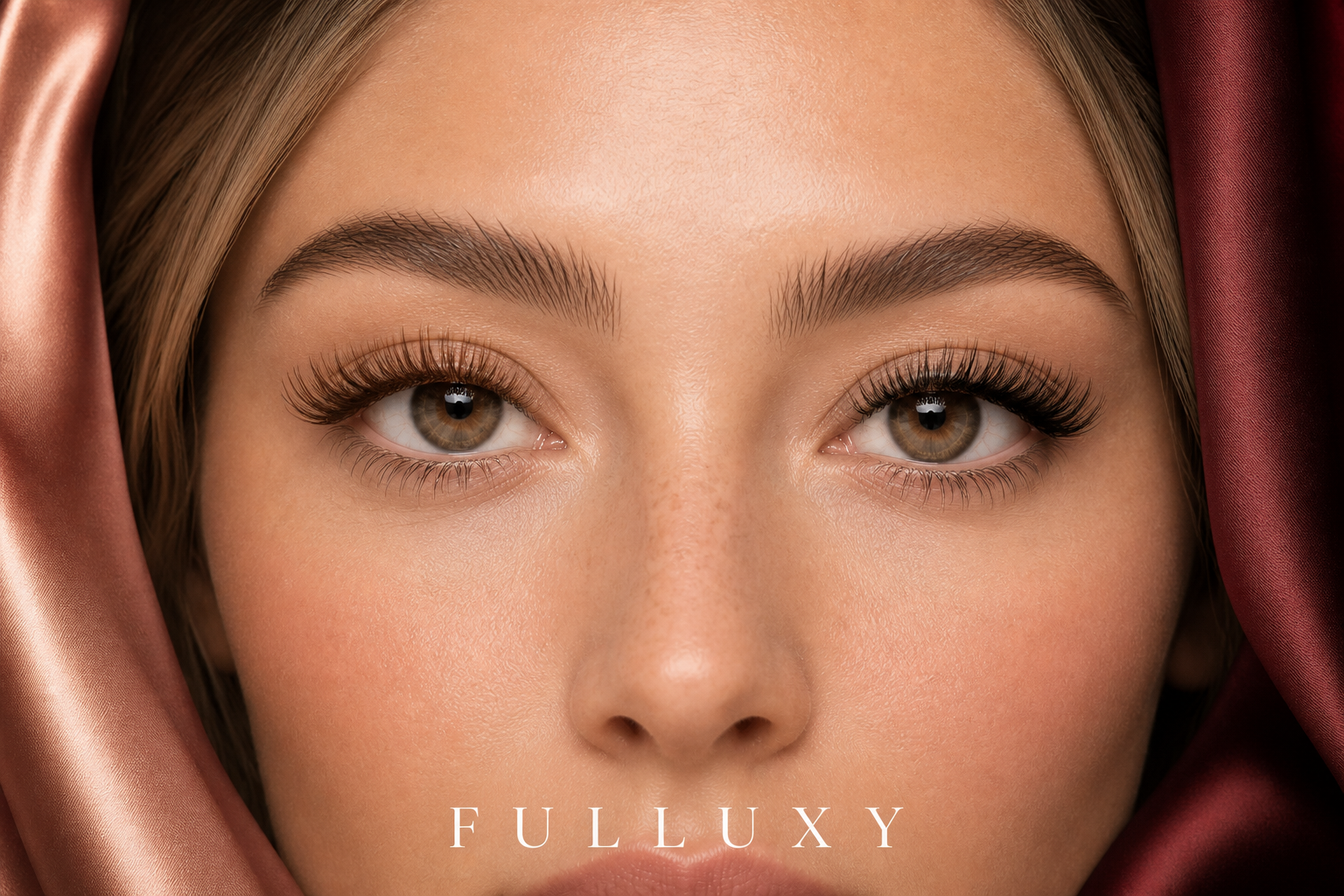 Fulluxy Brown Curve cluster lashes on the left eye and black Curve cluster lashes on the right eye