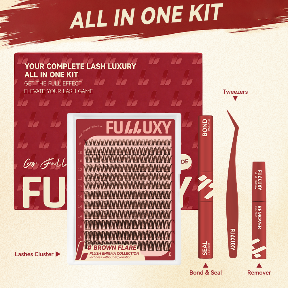 Fulluxy Brown Flare DIY Cluster Lash Kit