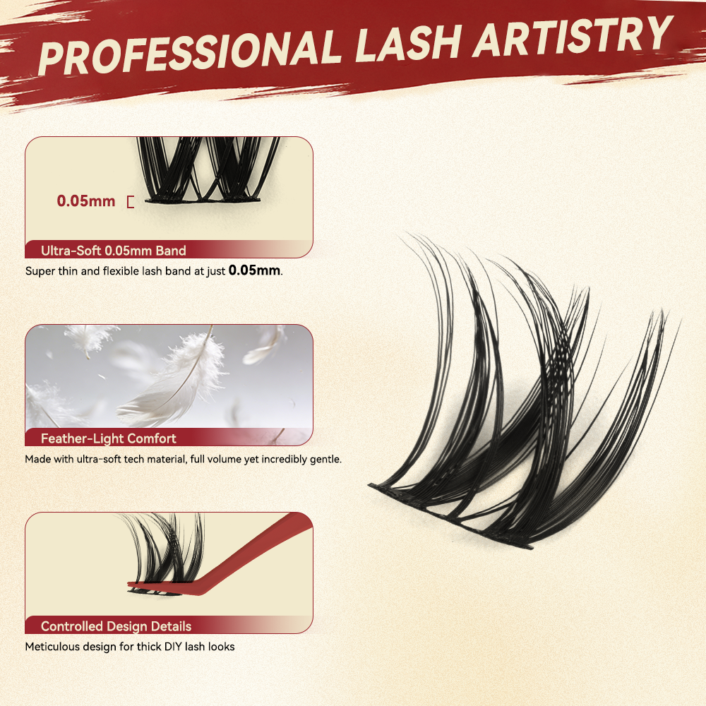 Fulluxy Flare Lash Clusters | Lash Only Spiked Tip D Curl Volume